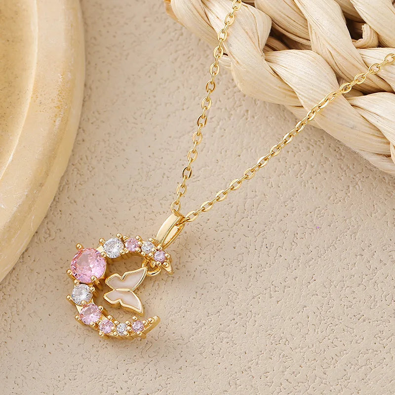 Celestial Butterfly Moon Necklace