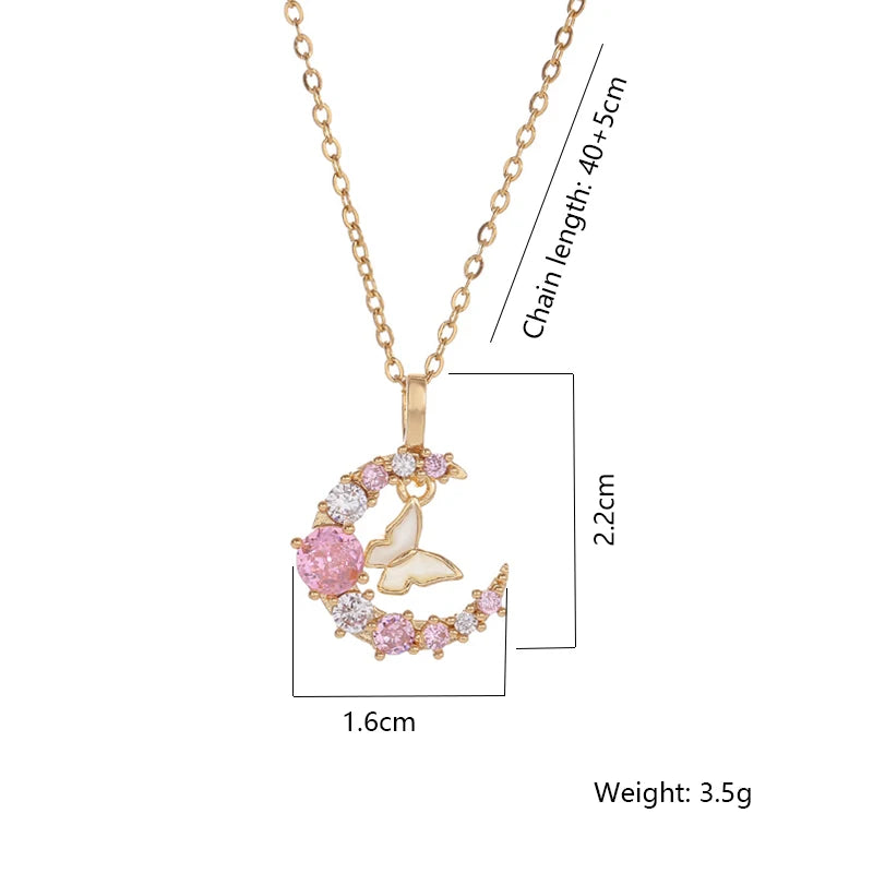 Celestial Butterfly Moon Necklace