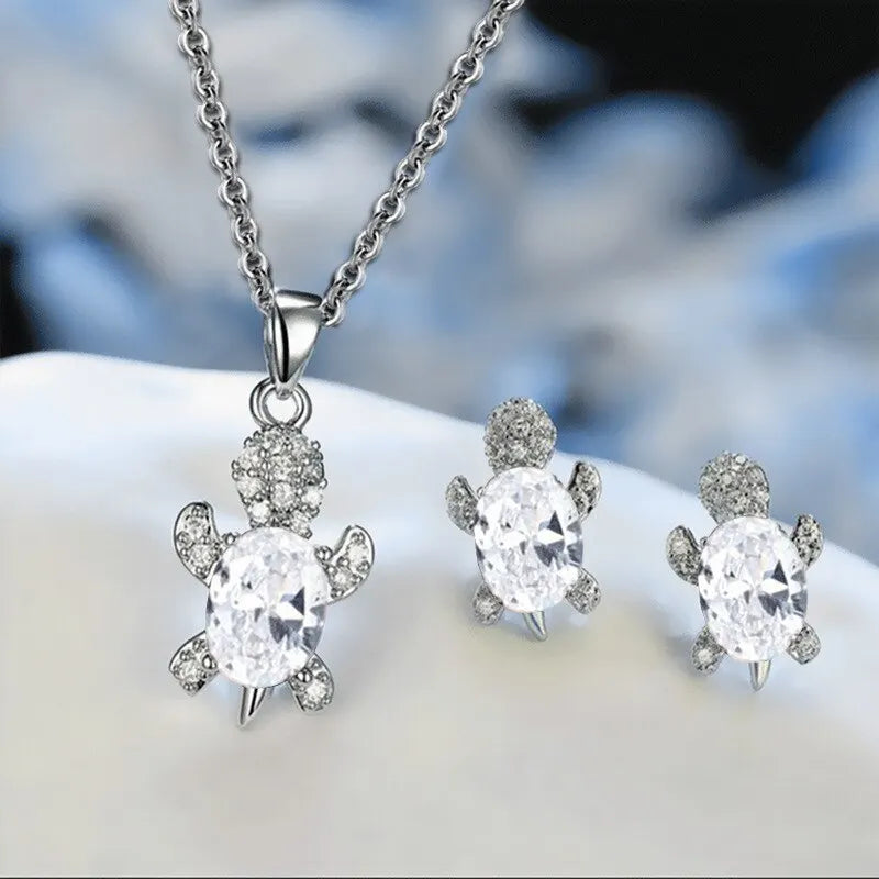 Silver Turtle Elegance Jewelry Set