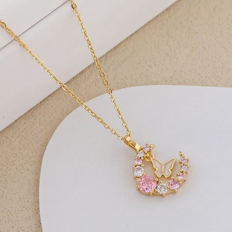 Celestial Butterfly Moon Necklace