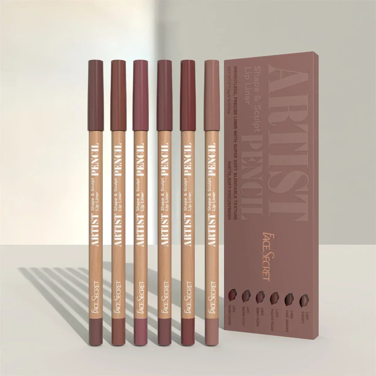 6-Piece Waterproof Lip Liner Set – 6 Colors