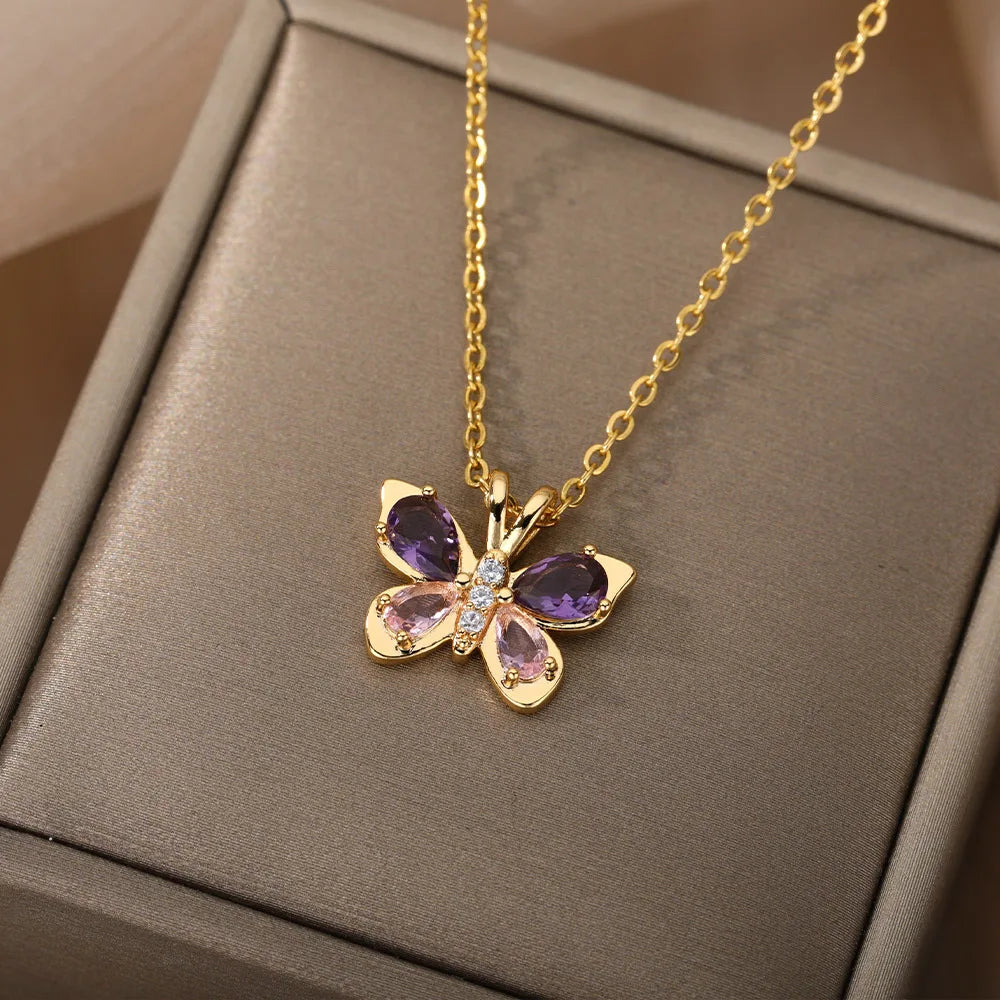 Amethyst butterfly necklace