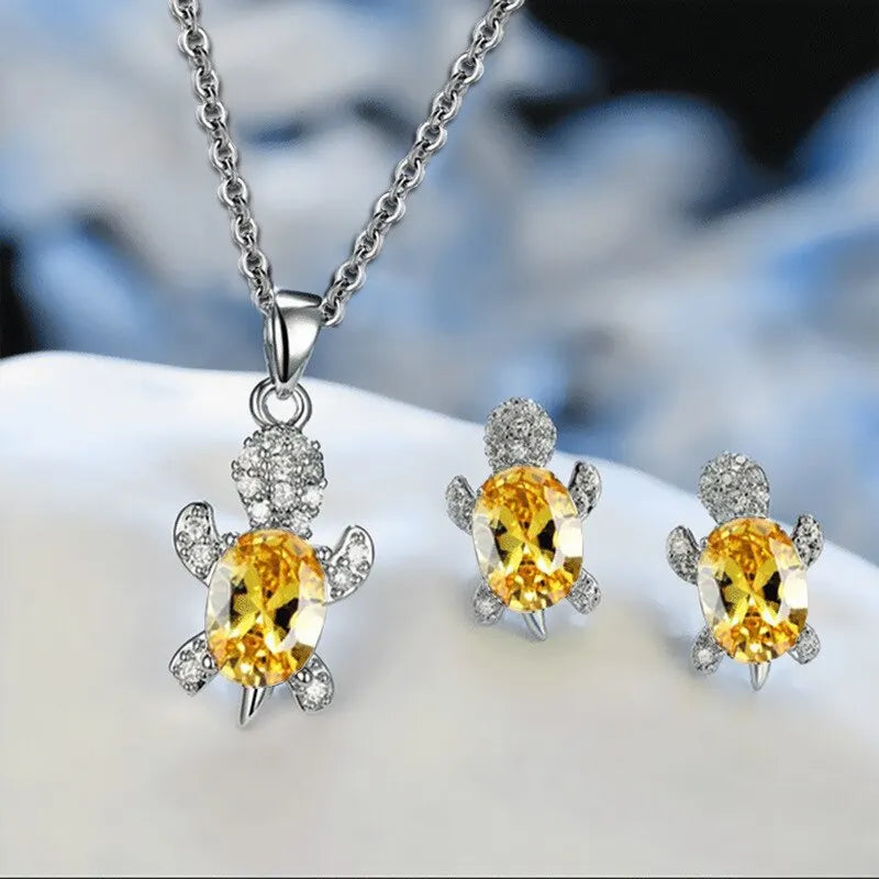 Silver Turtle Elegance Jewelry Set