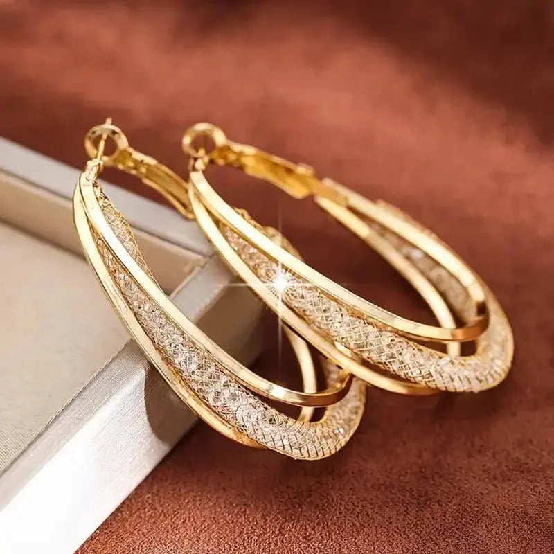 Twisted Crystal Hoop Earrings
