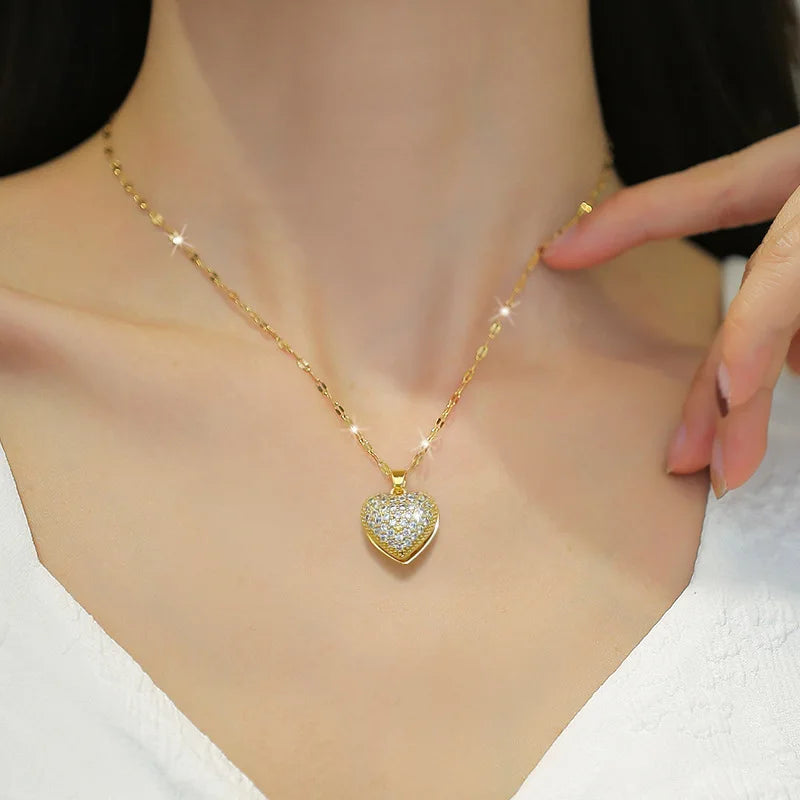 Golden Pearl Heart Necklace