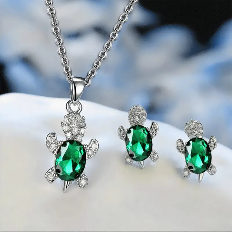 Silver Turtle Elegance Jewelry Set