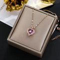 Elegant Colorful Crystal Heart Necklace